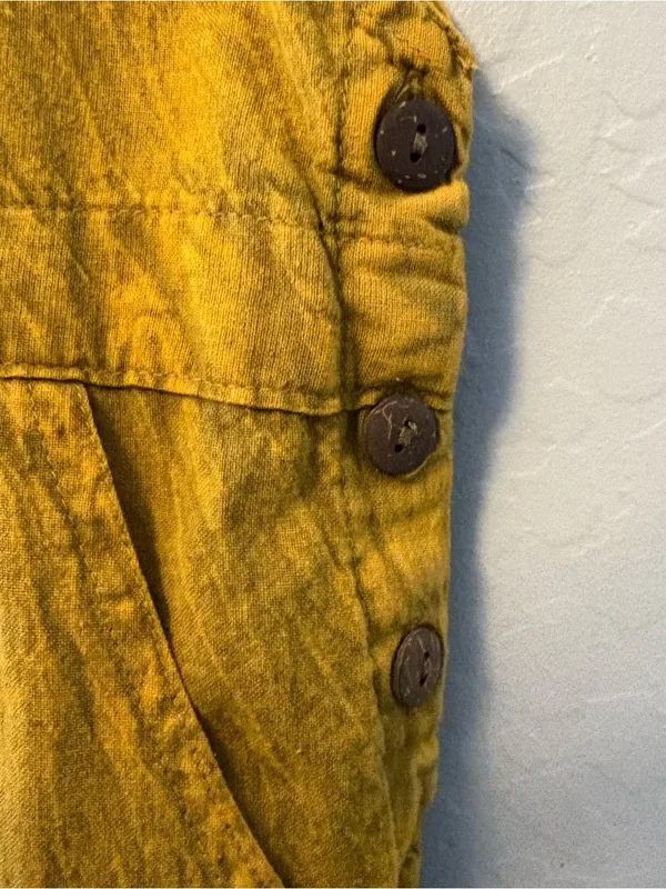 Rhea mustard yellow acid wash looking bohemian overalls size medium - Image 8