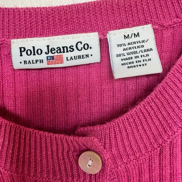 Ralph Lauren Polo Jeans Co. Pink Henley Sweater M - Image 5