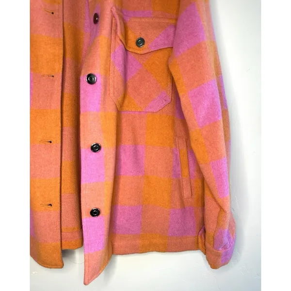 Velvet‎ Heart Sheryl Button Down Plaid Shacket Jacket Size M Pink Orange Flannel - Image 8