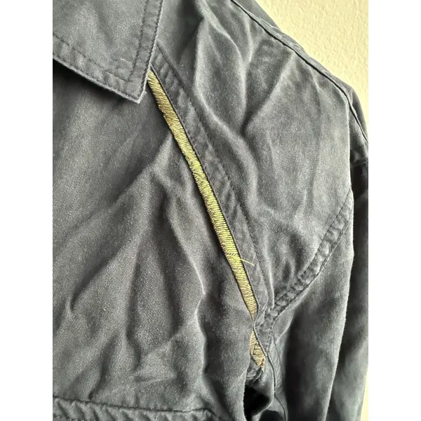 Free‎ People Off Campus Button Down Shirt Navy Metallic Size Small - Image 4