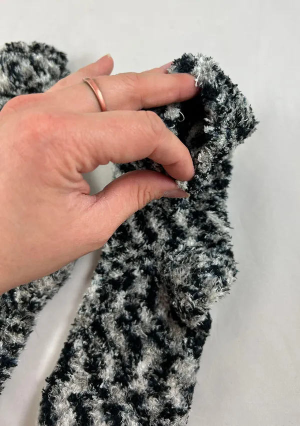 Fuzzy Blk Grey White Ankle Socks Gray - Image 3