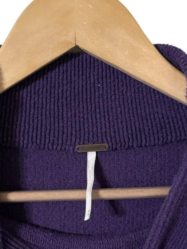 FREE PEOPLE Ottoman Cowl Purple Ribbed Sweater Pullover Top - Image 7