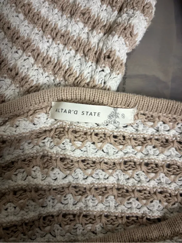 Altar’d State Striped Cropped Knit Sweater Size Small Cottagecore Boho - Image 3
