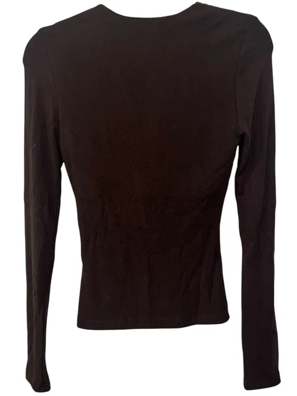 Commense Bra-Free Built-In Padded V-Neck Long Sleeve Top Dark Brown XS NWT - Image 5