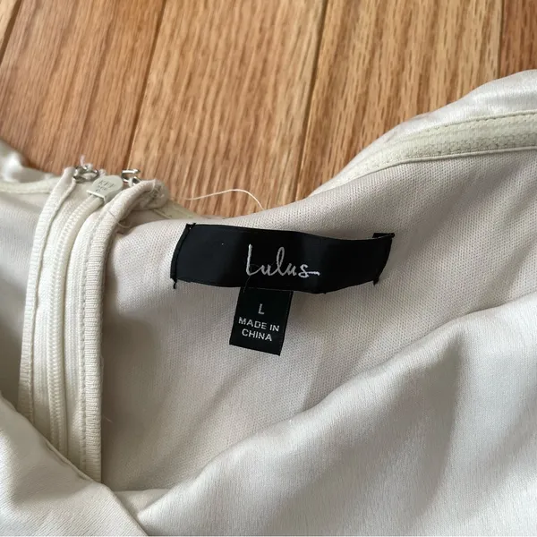 Lulus Off Shoulder Cream Mini Dress Womens Large Bridal Shower Romantic - Image 3