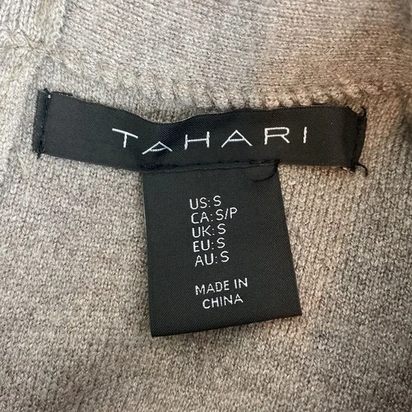 Tahari Gray Knit Mock Turtleneck Half Length Sleeve Knit Sweater S - Image 7