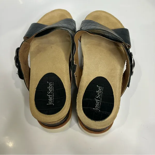 Josef Seibel black criss cross platform Sandals slides women’s size 40‎ casual - Image 5