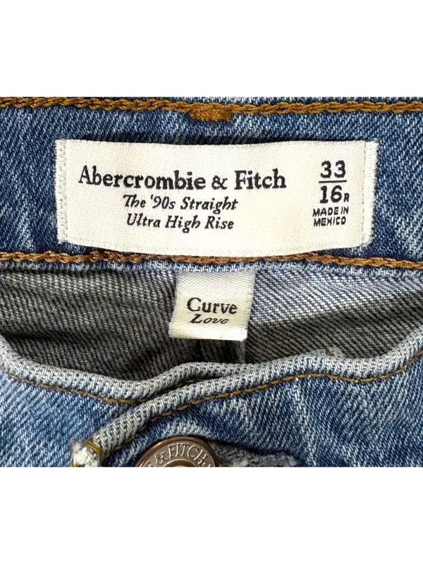 Abercrombie and Fitch The 90s Straight Leg Ultra High Rise Denim Jeans Size 16 - Image 9