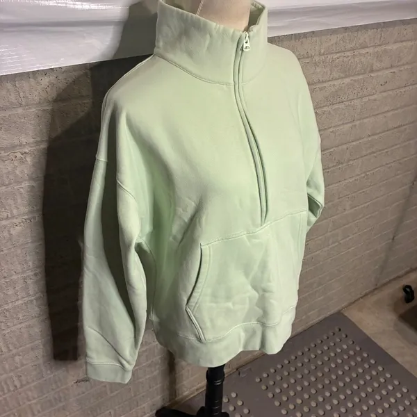 Lands End Womens Mint Green Quarter Zip‎ Fleece Pullover Sweatshirt Medium 10-12 - Image 2
