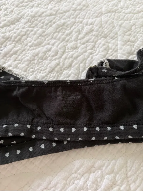Brandy Melville Black Heart-Print Lace Trim Bralette - Image 2