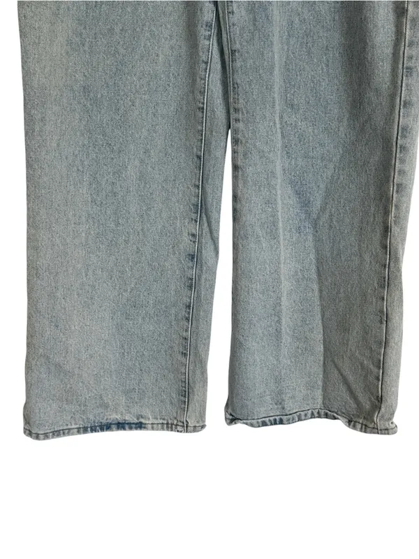 EDIKTED Light Wash Wide Leg Baggy Jeans Womens XL Y2K Double Button - Image 3