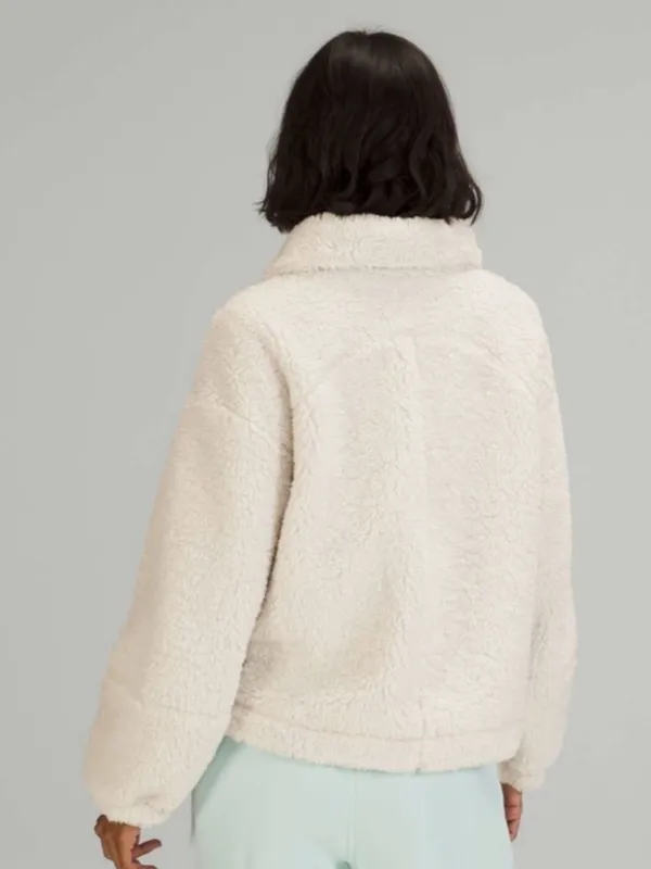 Lululemon Cinchable Fleece Zip Up Jacket in White Opal Size 4 - Image 3