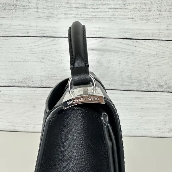 Michael Kors Greenwich Medium Black Saffiano Leather‎ Satchel Purse Handbag ONLY - Image 4