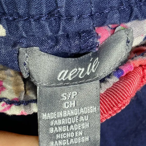 aerie Casual Pink Floral Blue Pajama PJ Lounge Pants Small - Image 3