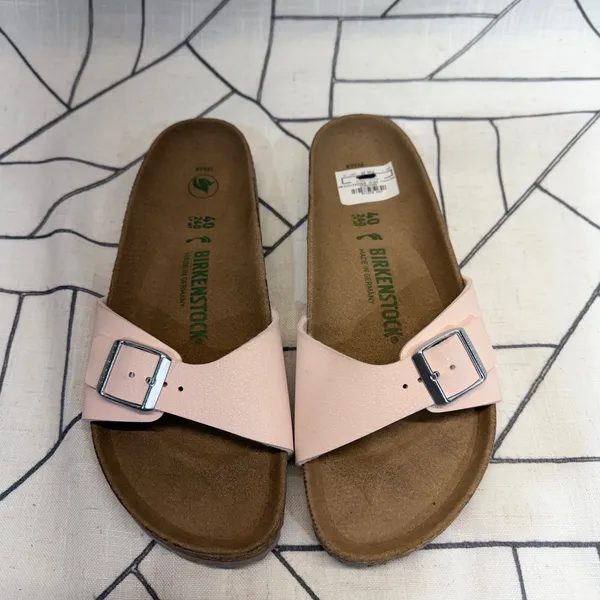 Birkenstock Madrid Sandals 40 Light Pink Vegan Single Strap Slide Shoes - Image 5