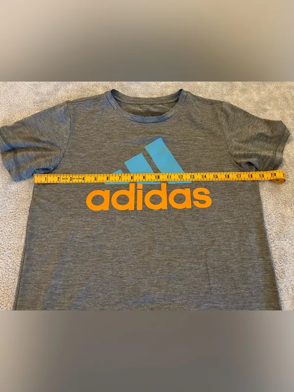 Women’s adidas Gray Tee with Blue Logo and Orange logo Size Medium - Image 5