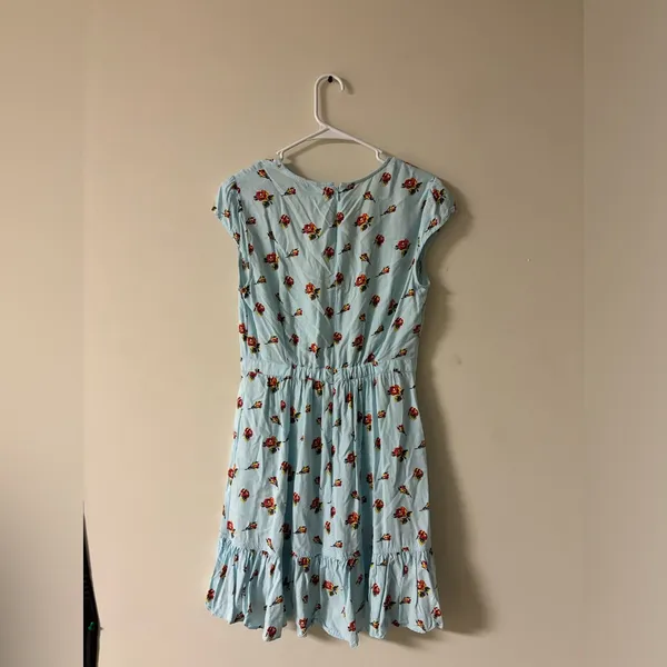 J.Crew Mercantile Blue Floral Wrap-Style Dress | Size 4 - Image 2