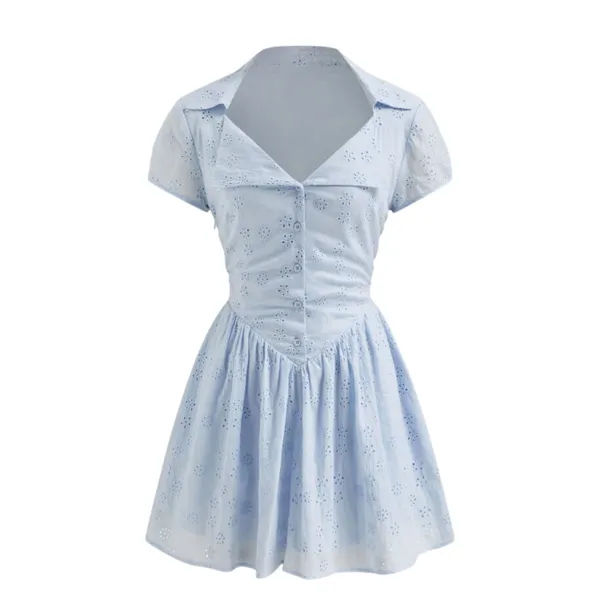 Cider Baby Blue Eyelet Mini Dress S Coquette Cottagecore - Image 2