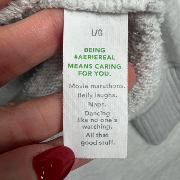 aerie L Down To Earth Quarter Zip Sweatshirt Overisized Gray Relaxed Fit Cozy - Image 7
