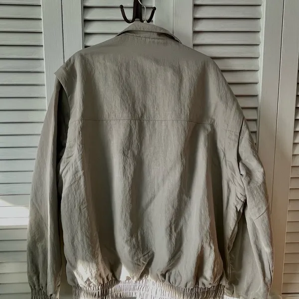 OAK + FORT Light Gray Unisex Men's Size M Medium Bomber Cropped Trench Jacket - Image 4