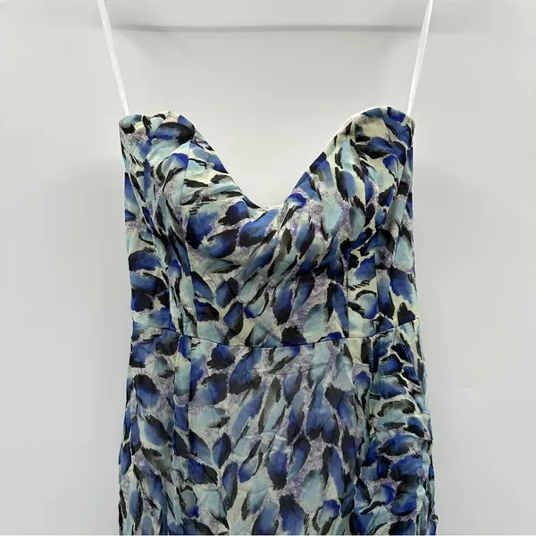 RTR Katie May Baby Cakes Off White & Blue Printed Strapless‎ Maxi Dress Sz S - Image 4
