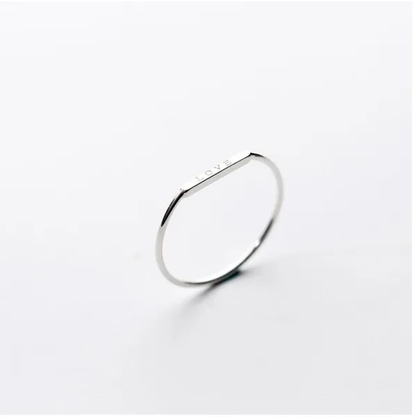 Boutique Dainty White‎ Gold-Plated S925 LOVE Bar Band Ring | Sz 6 NEW - Image 11
