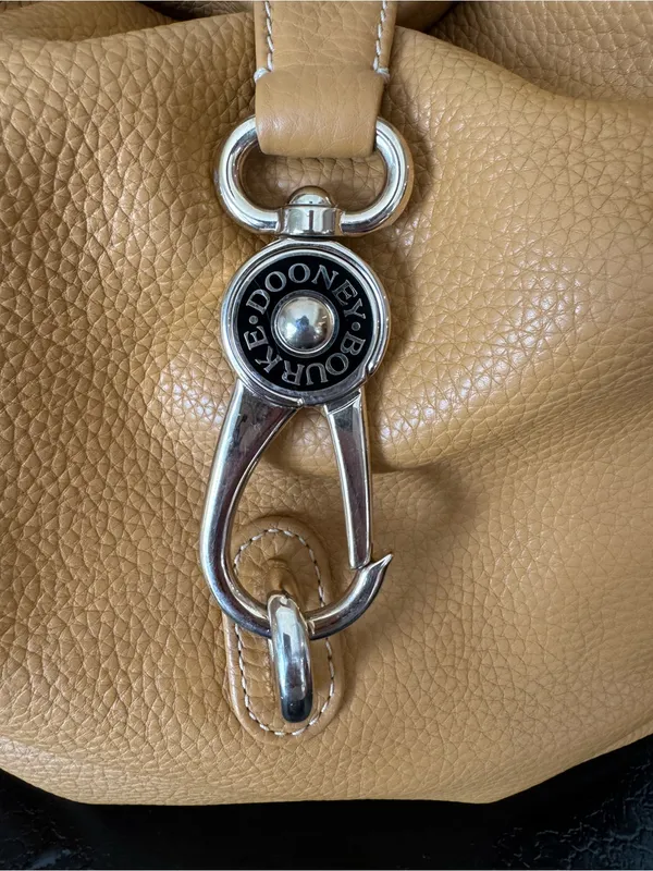 Dooney & Bourke Camel Tan Saddle Pebble Leather LOGO LOCK Hobo Shoulder Bag - Image 6