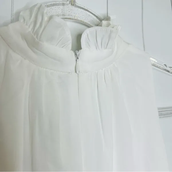 TCEC White Twirl Around Tier Mini Dress Halter Sleeveless Bridal Shower Spring S - Image 7