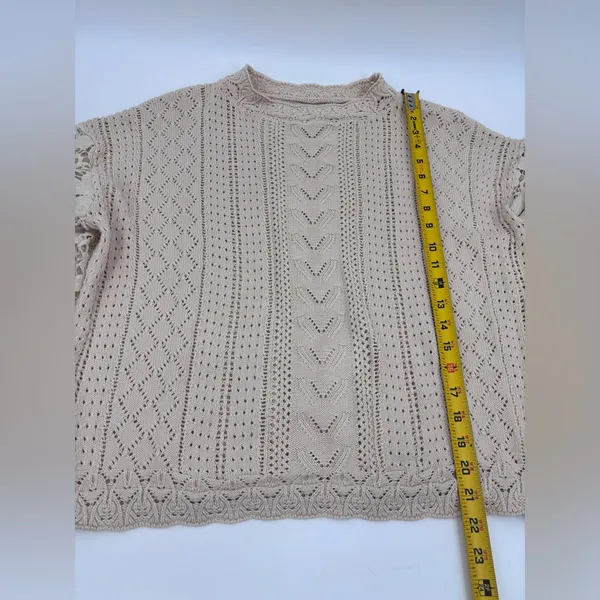 Elegant tan boho lace crochet sweater - Image 4