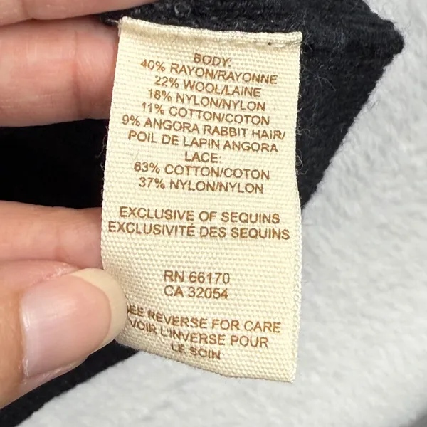 NWOT Free People‎ Womens L Sequined Cardigan Sweater Black Button Front Knit Top - Image 6