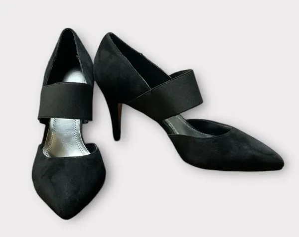 Women’s Impo Stretch Black Suede Kitten Heel Shoes Size 8 Pointed Toe - Image 2