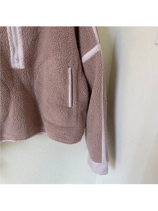 Free People Mountain High 1/2 Zip Fleece Pullover in Neutral Mauve - Image 5