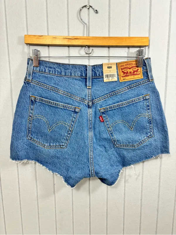 Levi's 501 Original Shorts High Rise Light Blue Denim Shorts size 27 NEW - Image 2