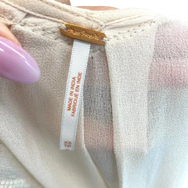 Free‎ People Pale Pink Beaded Sheer Tank Top Size XS - Image 8