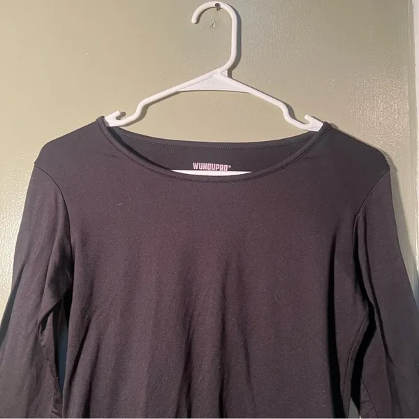 Wuhoupro‎ Women's Size Medium Long Sleeve T-Shirt Fleece Lined Black Microfiber - Image 4