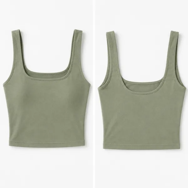 Free People Intimately Scoop Neck Crop Tank M/L Army Green Seamless NWT USA - Image 2