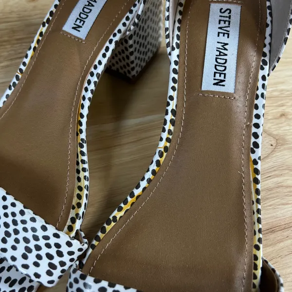 Steve Madden Irenee Polka Dot Block Heel Sandals Black White 7.5M - Image 8