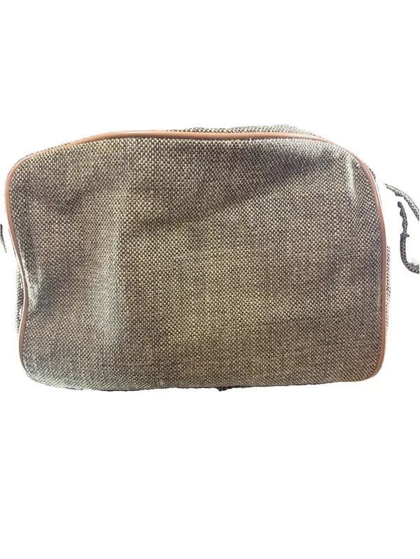 Pierre Cardin Vintage Travel Carry-On Train Case Weekender Brown Tweed Bag - Image 15