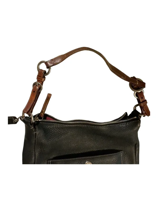 Coach Vintage Black Pebbled Leather Hobo Shoulder Bag Pink Lining #H05S-8E10 - Image 5