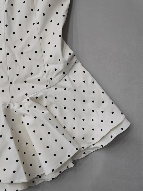 NWOT! Zara White Polka Dot Slip Romper Mini Dress with Black Dots Size M - Image 3