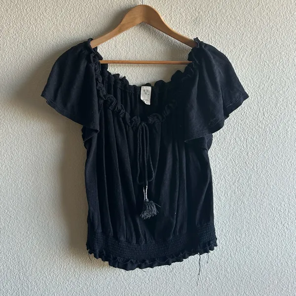 Free People Linen Blend Peasant Style Top - Image 2