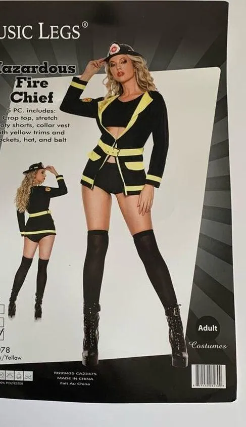 Music Legs Hazardous Fire Chief Adult Women’s Sexy Halloween Costume M/L - Image 11