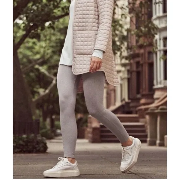 Athleta Delancy Herringbone Tight Leggings Size S Beige Pockets‎ Athletic Preppy - Image 5