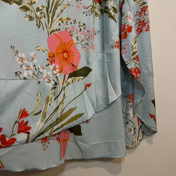 Lulu's Skirt Satin Floral Maxi‎ Superbly Stunning Light Green Blue XL NWT - Image 5