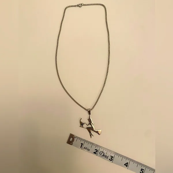 Witch Broom Cat Pendant Necklace Women Witchcraft Silvery Color Hollow Out‎ - Image 10