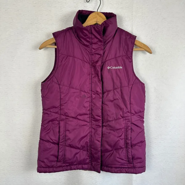 Columbia Purple Quilted Puffer Vest Womens‎ Small Fleece Lined Insulated Winter - Image 2