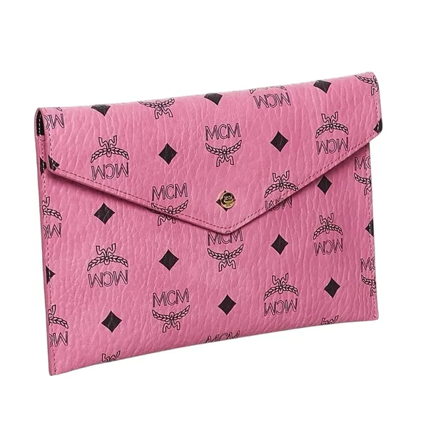 MCM Visetos Leather Clutch Bag in Pink New with Tag - Image 2