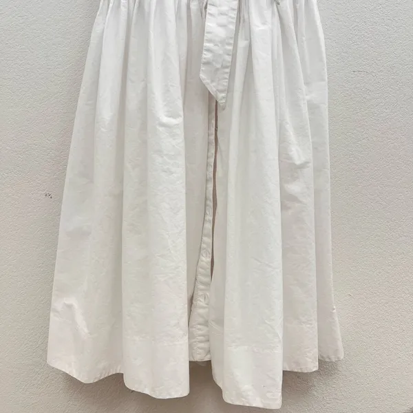 Brittany Fuson White Louisa Button-Front 100% Cotton Tiered Belted Maxi Dress XS - Image 7