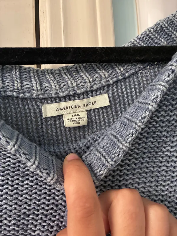 American Eagle Outfitters Sweater Womens L Cropped Crew Neck Washed Slouchy Boxy - Image 4