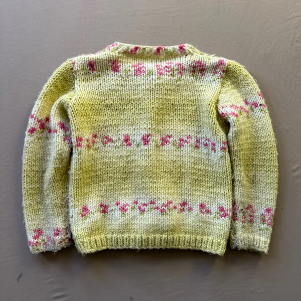 Handmade Vintage Cottage Core Hand Knit Cardigan Sweater - Image 8